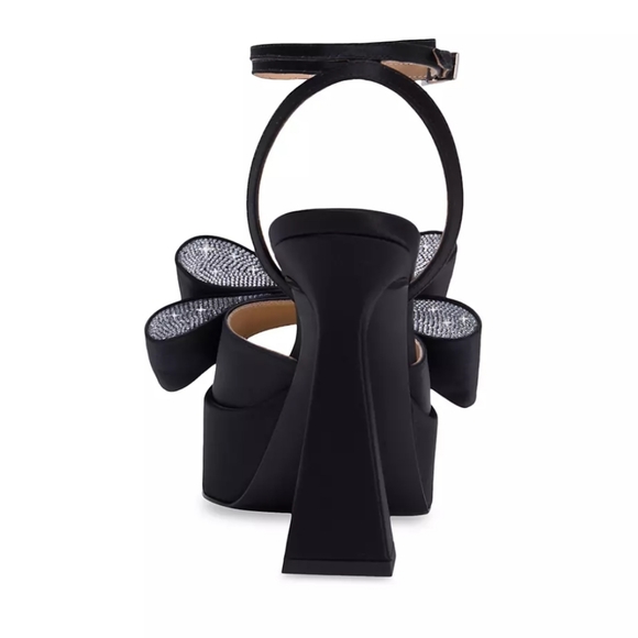 NWT$1,010 MACH & MACH Le Cadeau Black Silk & Crystal Bow Platform Sandal Sz 39.5 - Picture 4 of 17